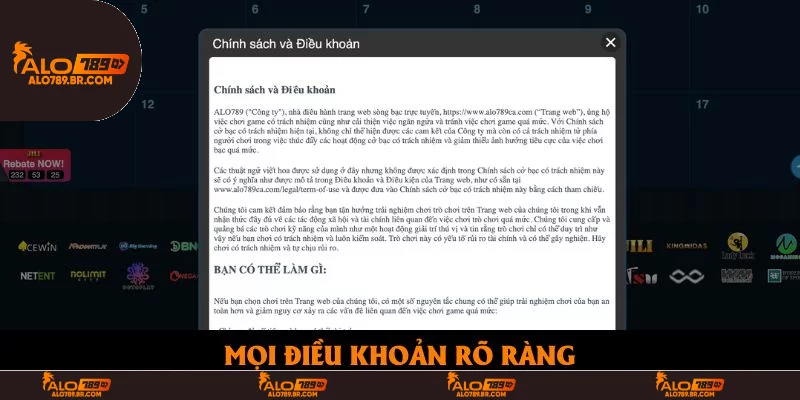 Mọi điều khoản rõ ràng