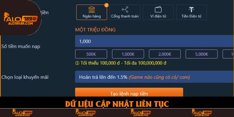 Dữ liệu cập nhật liên tục Dữ liệu cập nhật liên tục
