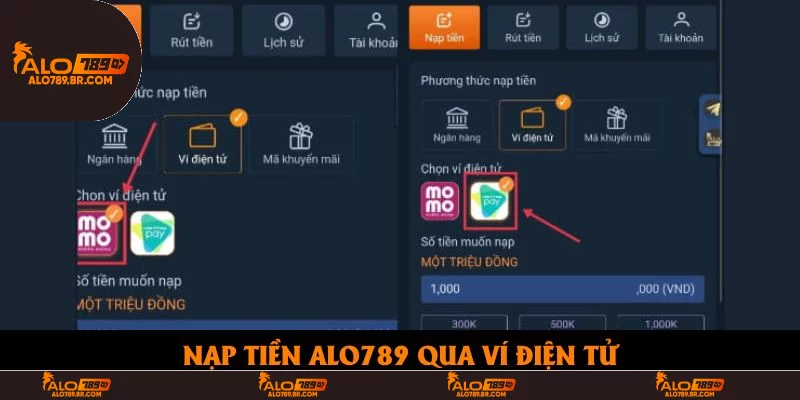 Nạp tiền Alo789 qua ví điện tử Nạp tiền Alo789 qua ví điện tử